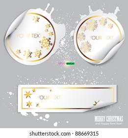 Set of winter bubbles, stickers, labels, tags. Vector  illustration