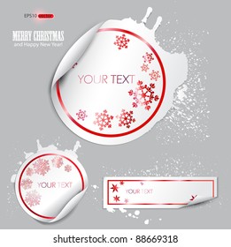 Set of winter bubbles, stickers, labels, tags. Vector  illustration