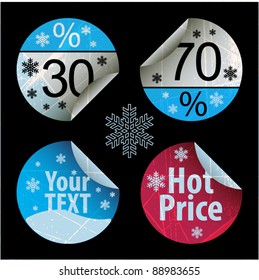 Set of winter bubbles, stickers, labels, tags. Vector illustration