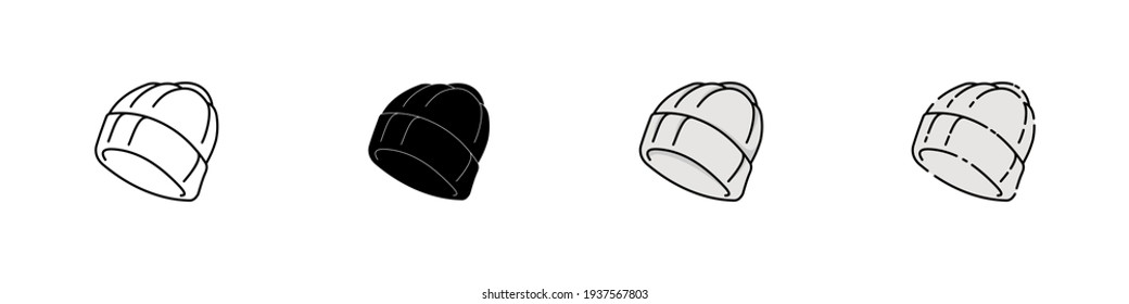 Set of Winter cap icon design template