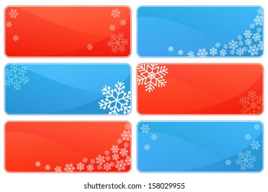 Set of winter and Christmas background themes with snowflakes
