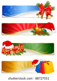 Set of winter christmas backgrounds. Vector illustration