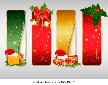 Set of winter christmas backgrounds. Vector illustration