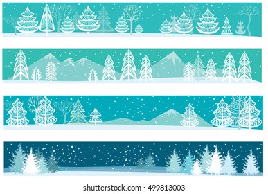 Set of winter christmas banners
