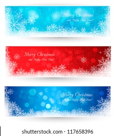 Set of winter christmas banners  Vector illustration