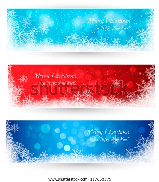 Set Winter Christmas Banners Vector Illustration Stock Vector (Royalty ...
