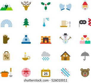 set of WINTER & CHRISTMAS color flat icons