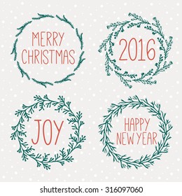 Set of Winter Christmas icons, elements and illustrations. Christmas garlands set. New Year 2016