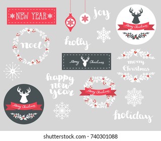 Set of Winter Christmas icons, elements and illustrations