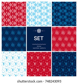 SET. Winter, Christmas seamless patterns