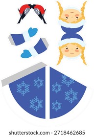 Set of winter clothes and accessories on white background. Vector illustration.