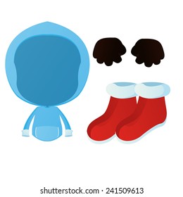 a set of winter clothes on a white background