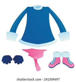 a set of winter clothes on a white background
