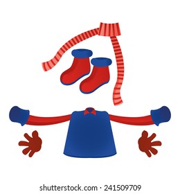 a set of winter clothes on a white background