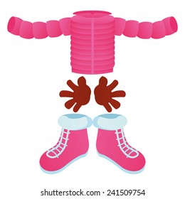 a set of winter clothes on a white background