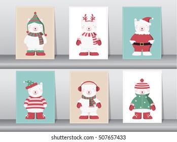 Set of winter cute bear,Vector illustrations