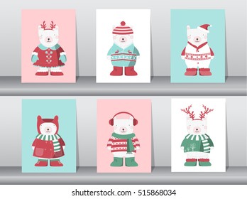 Set of winter cute bear,Vector illustrations