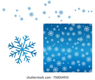 A set of winter designs. Seamless ornament with snowflakes. Vector snowflakes on a white background. Inside vector file, brush with snowflakes.
