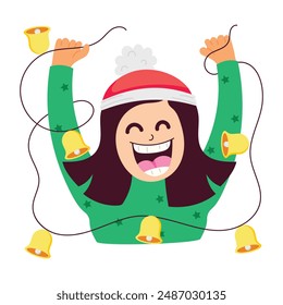 Set of Winter Festivity Flat Stickers 

