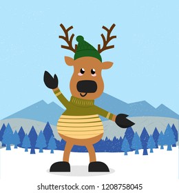 Set of Winter Forest Animal Wearing Knitted Het