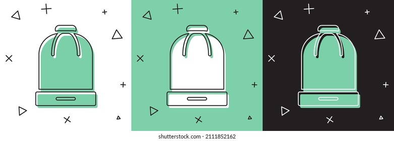 Set Winter hat icon isolated on white and green, black background.  Vector