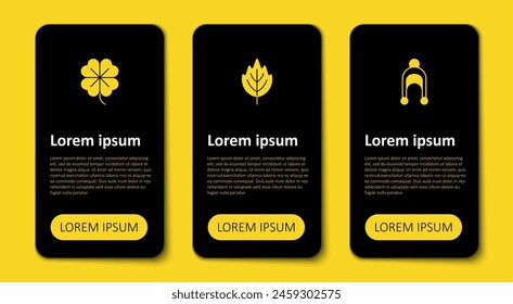 Set Winter hat, Leaf and Four leaf clover. Business infographic template. Vector