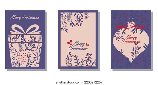 Set of Winter holiday frame. Christmas decoration frame collection. Merry Christmas decorative vector template. Vector illustration.