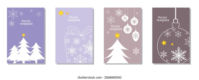 Set of Winter holiday vector template. Christmas day, Winter holiday frames.  Vector illustraion.