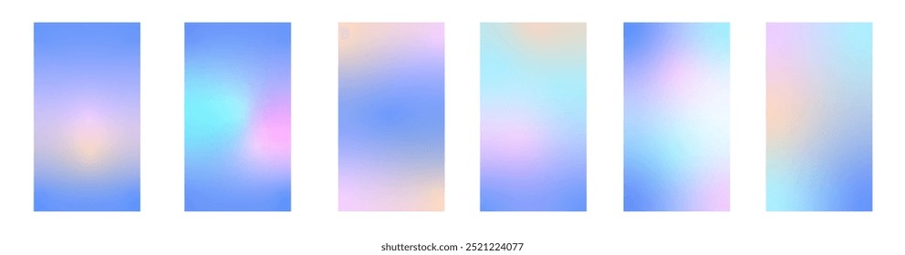 Definir gradiente holográfico de inverno. Fundo de Natal pastel, design de vetor de gradiente azul de inverno moderno