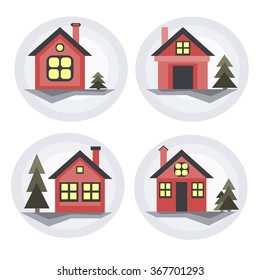 Set of winter houses
