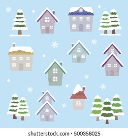 set of winter houses, vector eps10 illustration