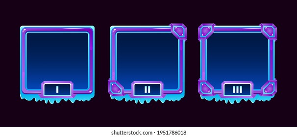 Set Of Winter Ice Jelly Game Ui Border Avatar Frame With Grade For Gui Asset Elements