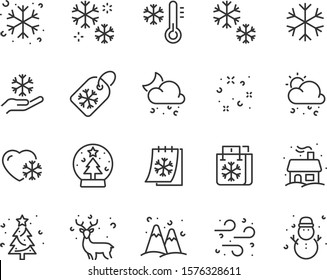 set of winter icons, season. cool, cold, snowflake
