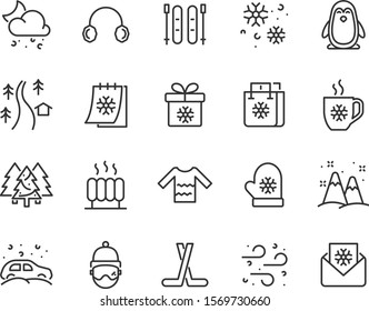 set of winter icons, snowflake, cold, weather, season