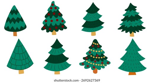 Conjunto de ilustraciones de invierno en estilo de dibujo a mano