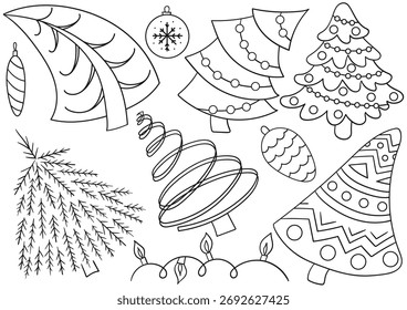 Conjunto de ilustraciones de invierno en estilo de dibujo a mano