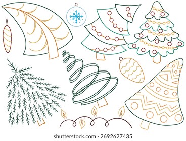 Set of winter illustrations in hand drawing style