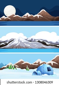 Set of winter landscape illustration