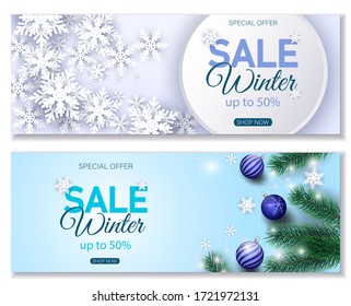 Set of winter mobile sale banners. Vector illustrations of season online shopping website and mobile website banners, posters, newsletter designs, ads, coupons, social media banners.