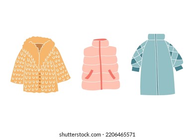 Winterkleidung für Frauen. Vektorgrafik