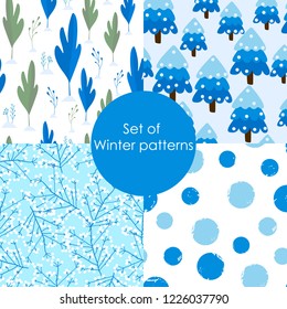 Set of winter patterns. Seamless Christmas pattern. Vector illustration