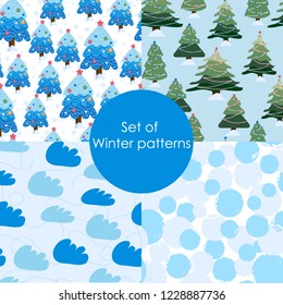 Set of winter patterns. Seamless Christmas pattern. Set vector illustration