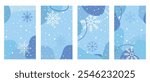 Set of winter posters with snowflakes. Colorful winter banners with falling snowflakes. Wintry scenes. Winter background. Vector illustration