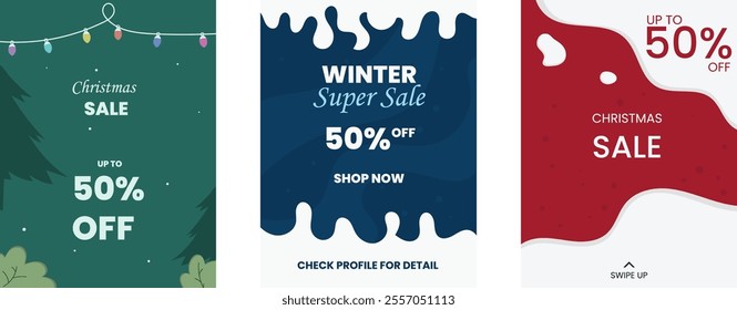 Set of winter promo banner design for business