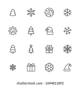 Set of winter related vector line icons. Premium linear symbols pack. Vector illustration isolated on a white background. Web symbols for web sites and mobile app. Trendy design. 