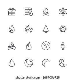 Set of winter related vector line icons. Premium linear symbols pack. Vector illustration isolated on a white background. Web symbols for web sites and mobile app. Trendy design. 