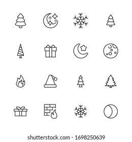 Set of winter related vector line icons. Premium linear symbols pack. Vector illustration isolated on a white background. Web symbols for web sites and mobile app. Trendy design. 