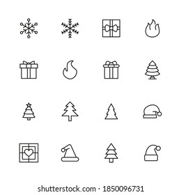 Set of winter related vector line icons. Premium linear symbols pack. Vector illustration isolated on a white background. Web symbols for web sites and mobile app. Trendy design.