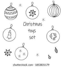 Set of winter related vector line icon in doodle style. Vector illustration isolated on a white background.