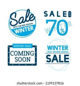 Set of winter sale badge vectors